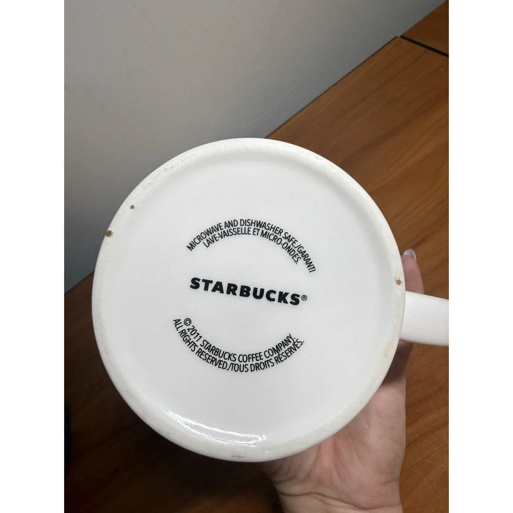 STARBUCKS Chubby Travel Coffee Mug w/ Lid Green Mermaid Logo 2011 No Spill Lid